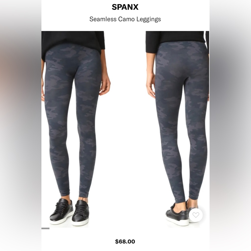 SPANX Leggings Tights Black gray Camo camouflage ladies size‎ Small inseam 24”